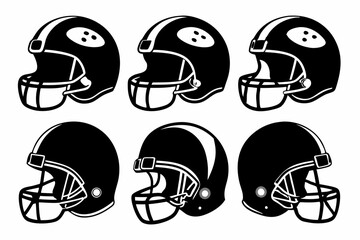 american football helmet set line art silhouette vector illustration