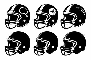 american football helmet set line art silhouette vector illustration