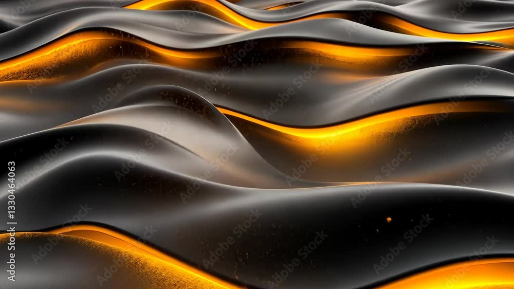 Poster waves of black and gold flow seamlessly in a mesmerizing pattern created by light and shadow