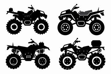 atv vehicle set line art silhouette vector illustration