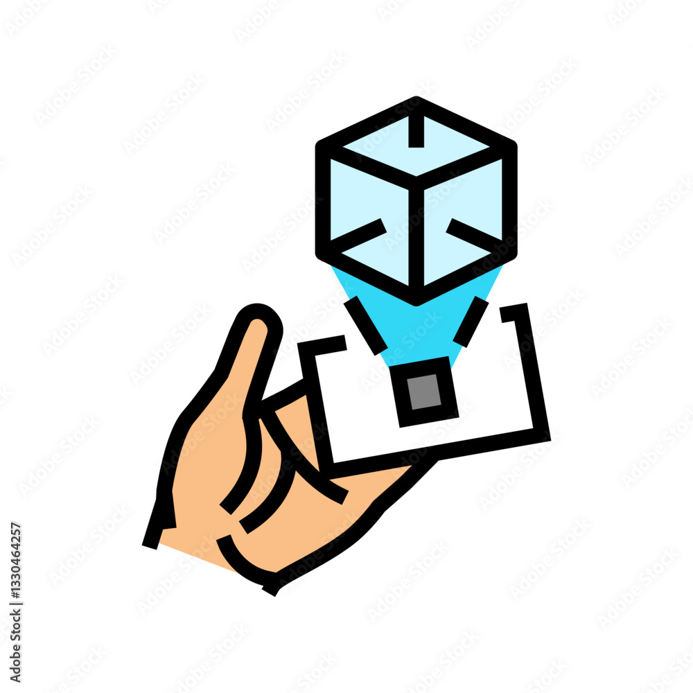 Poster virtual object overlay augmented reality color icon vector illustration