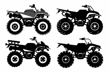 atv vehicle set line art silhouette vector illustration