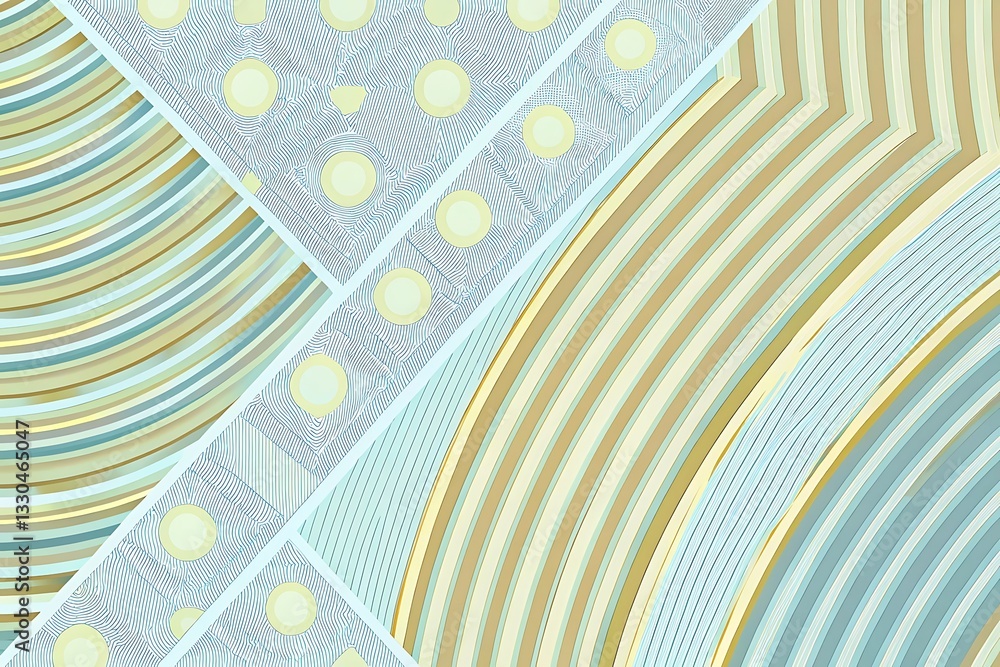 Aufkleber pastel abstract geometric background with soft lines and circles – retro-inspired minimal design, mo