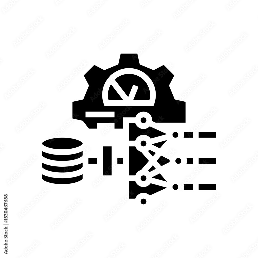 Poster hyperparameter tuning machine learning glyph icon vector illustration