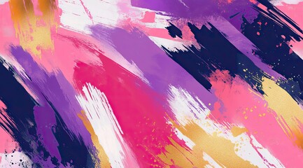Abstract background with pink, purple, and gold brush strokes