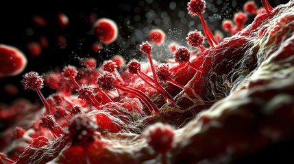 Microscopic view capturing rapid cilia movement in epithelial cells supporting respiratory health