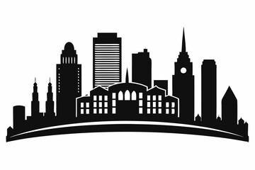 boston city skyline line art silhouette vector illustration