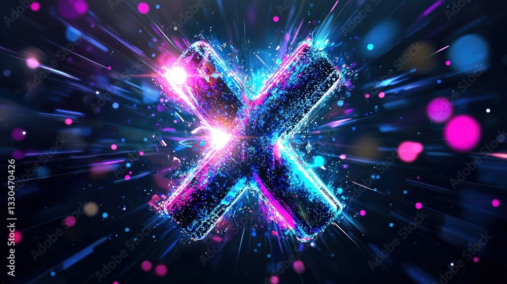 Poster x-shaped star design representing navigation and exploration in the cosmos