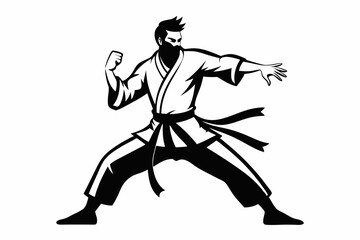 karate man line art silhouette vector illustration