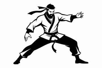 karate man line art silhouette vector illustration