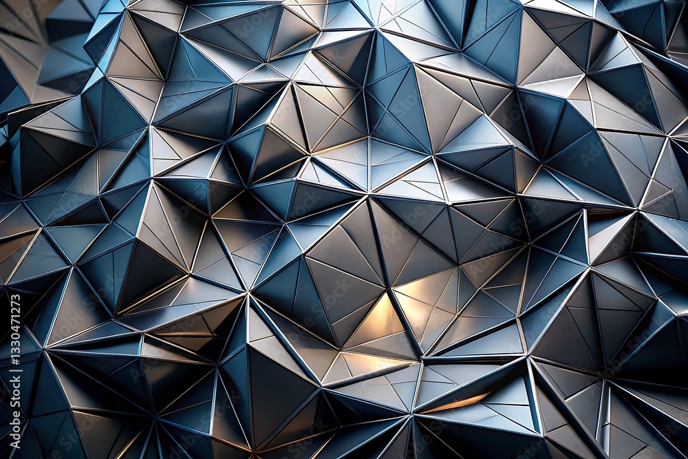 Aufkleber futuristic 3d abstract geometric surface – low poly triangle pattern with metallic texture, modern a