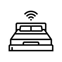 bed smart home line icon vector illustration