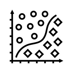 classification machine learning line icon vector illustration