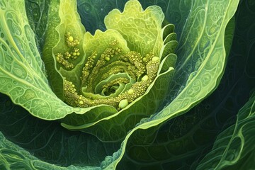 Fototapeta premium A close up view of a vibrant green cabbage plant