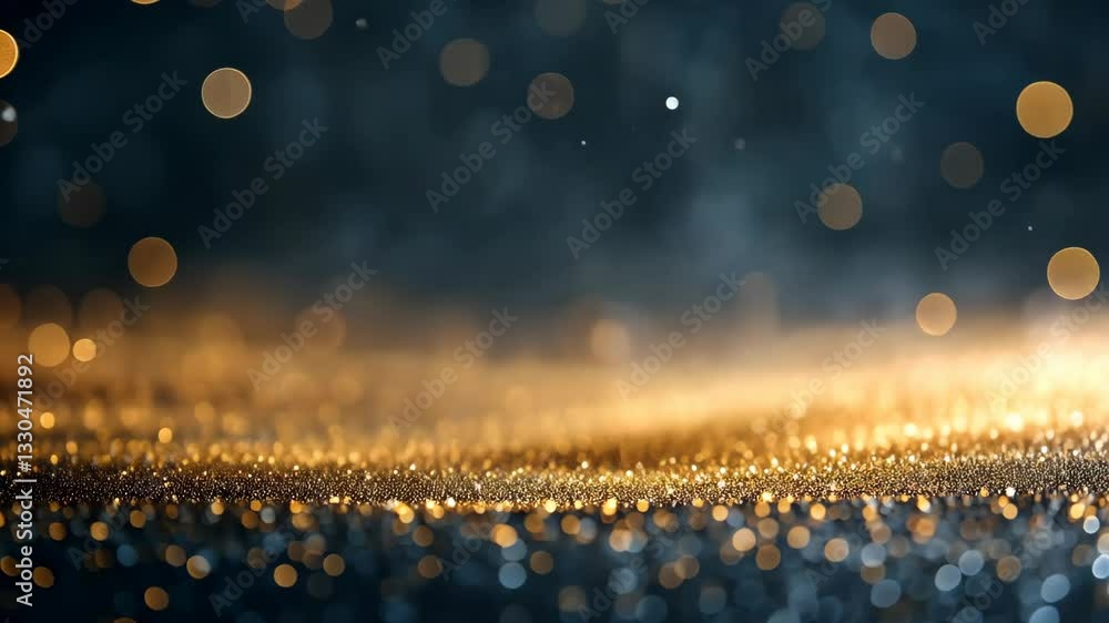 Poster elegant golden bokeh with sparkling particles in a dark background creates a magical atmosphere for 
