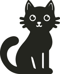 A playful and sleek cat vector design, featuring a minimalist silhouette with sharp lines and smooth curves, capturing the essence of a curious and agile feline.