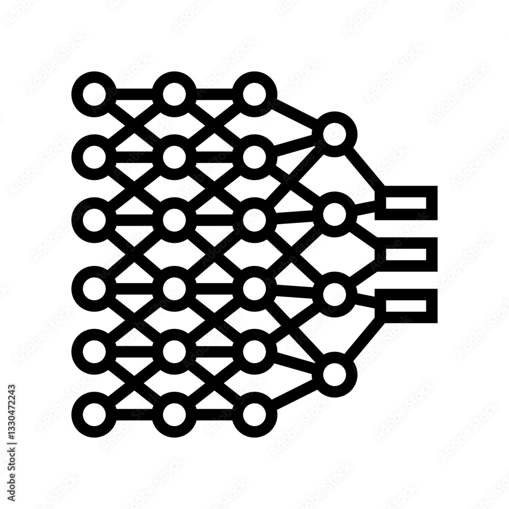 Poster deep learning layers machine line icon vector illustration