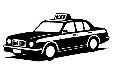 taxi line art silhouette vector illustration