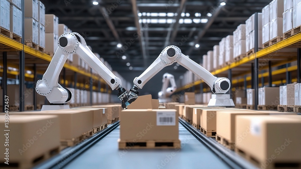 Aufkleber smart warehouse automation system with robotic technology in action