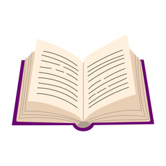 A book is displayed with its pages open to a white background. The book appears to be a novel or a textbook, as it is open to a page with text on it
