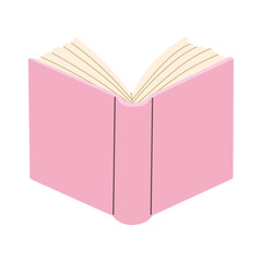 A pink book is open to a page with a white background. The book is titled 