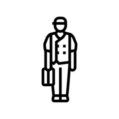 early factory worker industry line icon vector illustration