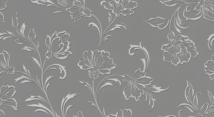 Fototapeta premium Abstract monochrome floral motifs with clean lines against a neutral gray background.
