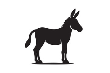  Silhouette icon of a Donkey , isolated on a white background