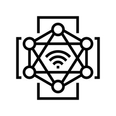 healthcare network connections medicine line icon vector illustration