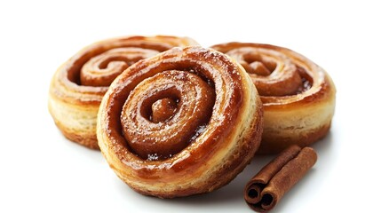 Fototapeta premium cinnamon bun on a white background isolated
