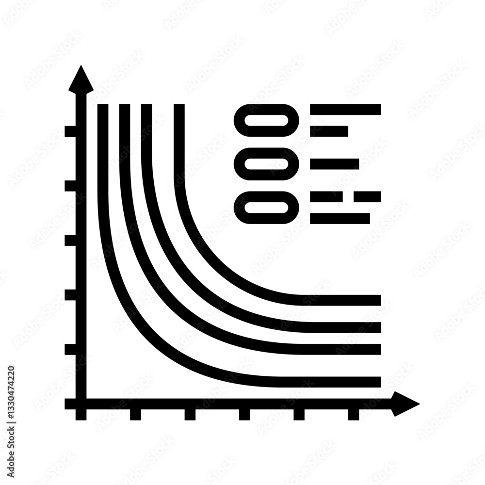 Aufkleber loss function chart machine learning line icon vector illustration