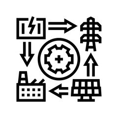 smart grid industry line icon vector illustration