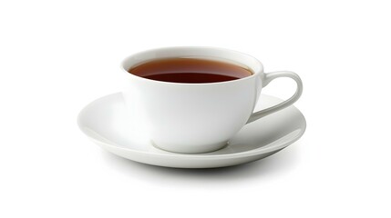 English teacup with saucer isolated on white