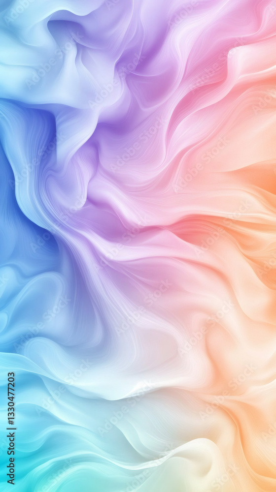 Aufkleber soft pastel waves blending seamlessly, generating ethereal digital backdrop for graphic design, web 