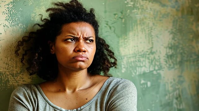 Nachdenkliche Frau mit skeptischem Blick
