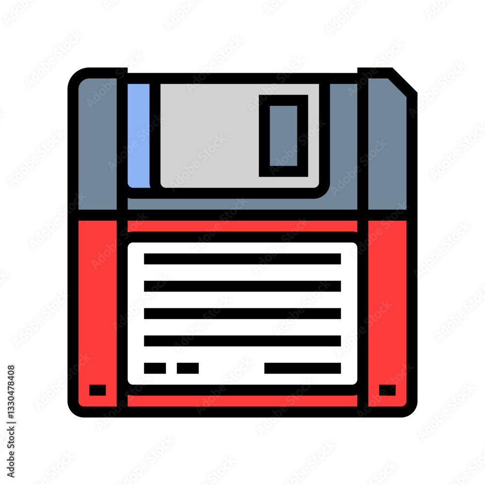 Poster digital data storage floppy disk color icon vector illustration