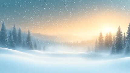 Fototapeta premium Serene Winter Sunrise Snow Covered Forest Scene
