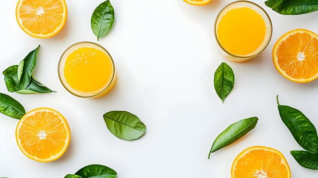 Glass of fresh orange juice with orange - Powered by Adobe