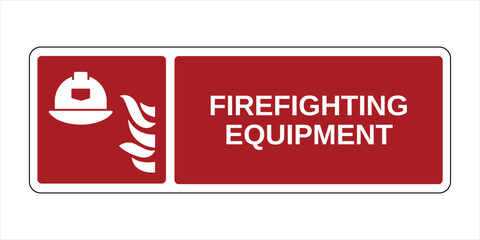 Firefighting Equipment Collection, Fire Protection Safety Signs with Horizontal Explanation - High Quality Vector Stock Image