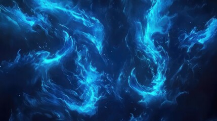 Abstract swirling blue flames in a dark background.  A vibrant display of ethereal energy