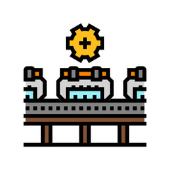 mass production line industry color icon vector illustration