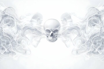 Skull surrounded by ethereal white smoke