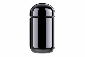 Sleek black capsule-shaped container