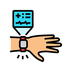 smart wearable device with health metrics color icon vector illustration