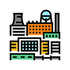 Obraz premium urban factory district industry color icon vector illustration