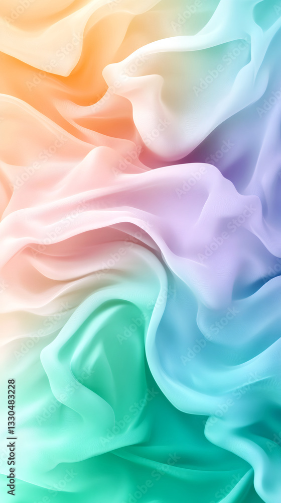 Aufkleber pastel gradient fabric softly flowing, creating delicate luxurious waves with gentle, elegant folds 