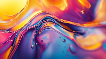 A mesmerizing abstract background depicting an iridescent fluid glass shape, presented in a vibrant and colorful composition. 