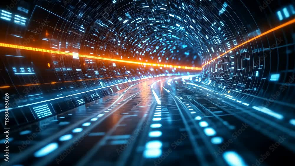 Poster digital data stream tunnel