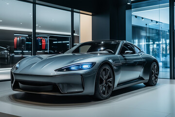 Fototapeta premium Modern car sleek design in showroom
