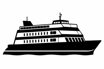Obraz premium ferry line art silhouette vector illustration